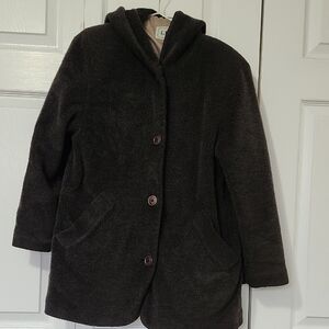 L.L. Bean Dark Black Women's Fuzzy Coat